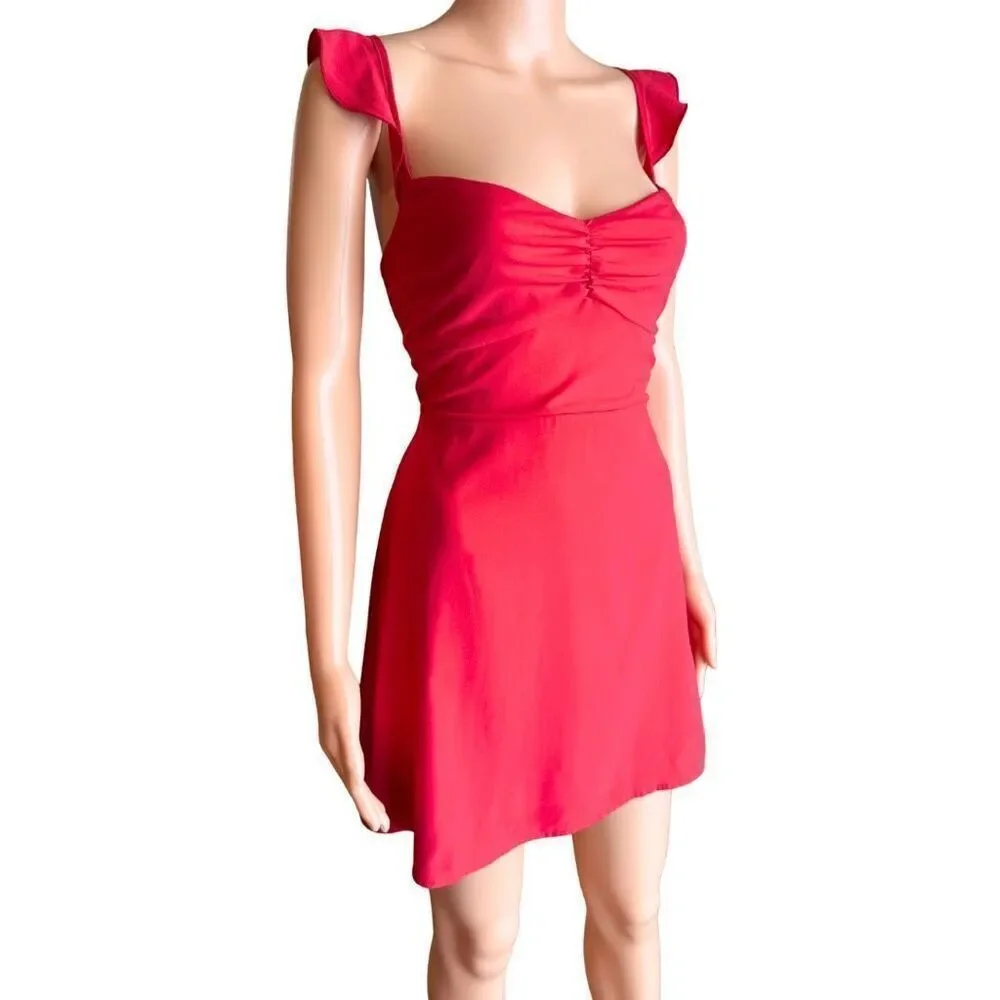 Princess Polly Landon Mini Dress 10 Red Corset Party Date Ruffle Boho Coquette